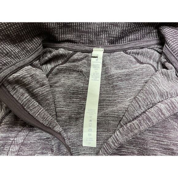 Lululemon Swiftly Wool 1/2 Zip Pullover Womens Size 8 Black Cherry Long Sleeve - Picture 9 of 14